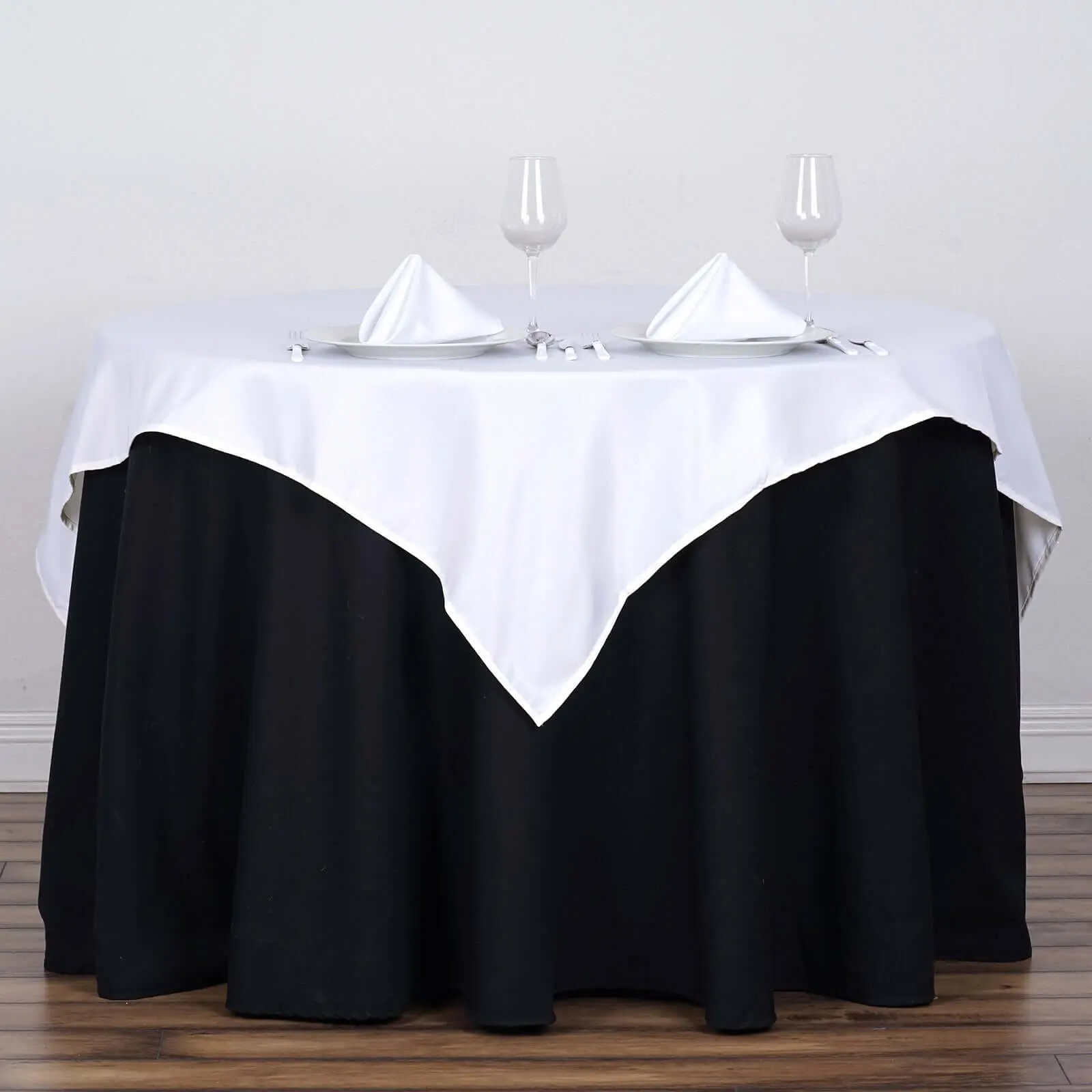 54" x 54" Polyester Square Overlay Table Cover, Wrinkle Resistant Table Topper, All Seasons Household Textile for Classy Weddings, Graduation Party Decor & Ceremonies