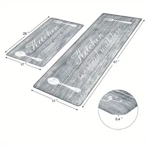 Anti Fatigue Kitchen Mat Set of 2 Non Slip Kitchen Rug Runner Cushioned Kitchen Floor Mats 17"x47"+17"x28" Comfort Standing Mat Stain Resistant