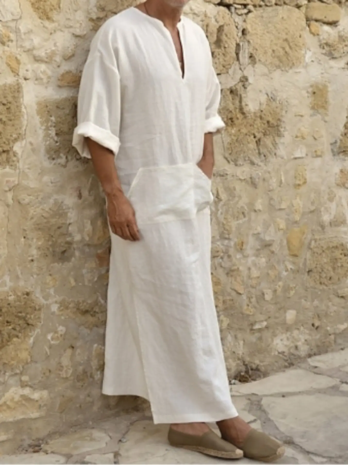 New Middle East Muslim Robe Men's Arabic Ethnic Long One-Piece Clothing, Traditional Arab Style, Comfortable and Stylish, Breathable Arabic Robe, Arab Thobe, Islamic Thobe