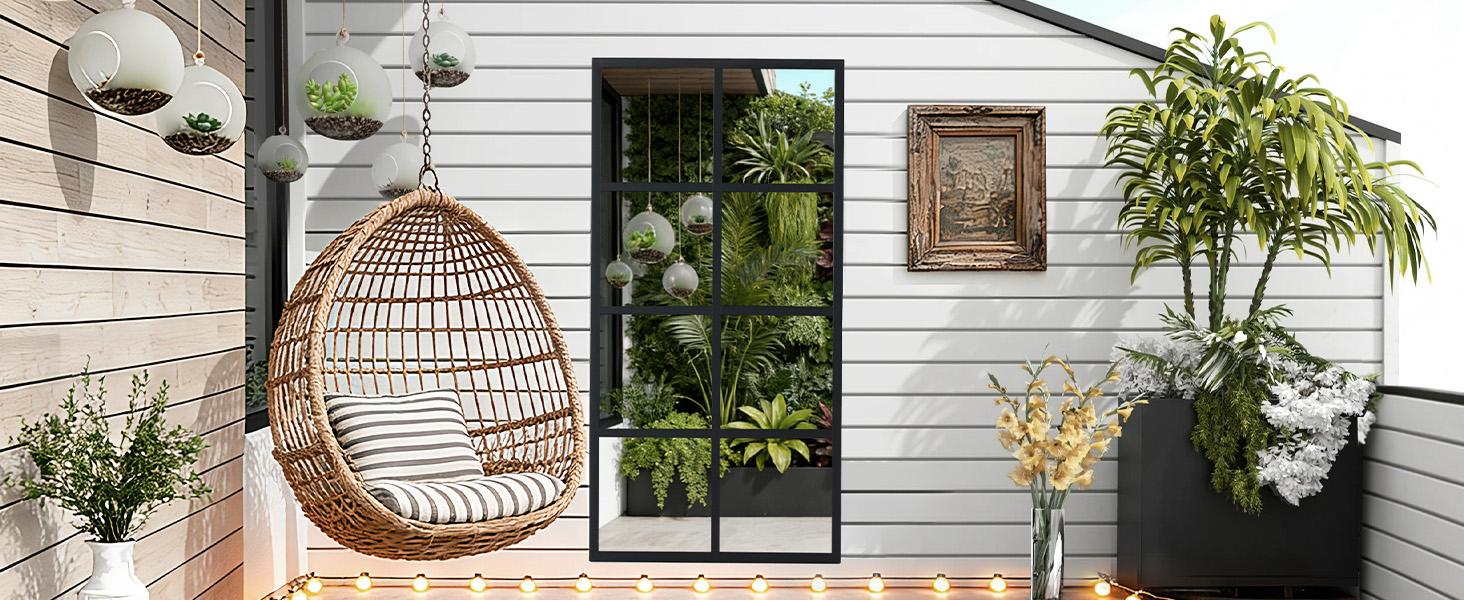Modern Wall Mirror with Metal Frame, HD Shatterproof Vanity Mirror for Bathroom Bedroom Entryway & Living Room, Contemporary Decorative Hanging Mirror for Home Gym & Dining Room
