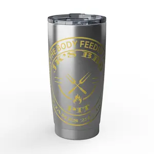 JK’s BBQ Pit 20 oz Stainless Steel Tumbler – “The Body Feeding” BBQ Travel Cup