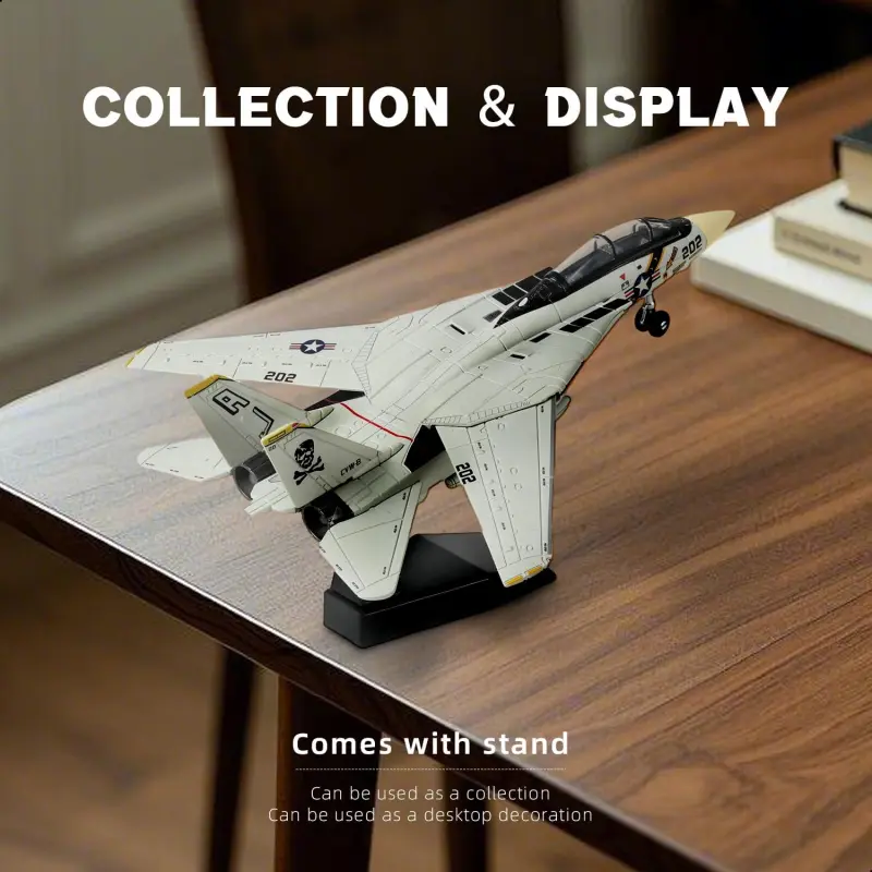 F14 Airplane Assembly Model - Plastic Model Kit - Collectible Model - Plastic Material | Assemblage Experience | Adult Collection / Desktop Decoration / Office Desk Decoration Items / Desk Accessories | Suitable for collectors and holiday gifts