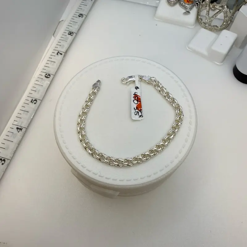 925 sterling silver 5.5” chino link kids bracelet high quality solid Mexican silver 4mm )) Pulcera de plata Mexicana 5.5” pulgadas es corto para niños 4mm de grosor es solido