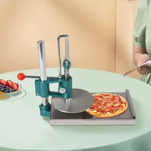 Pizza Dough Press Machine, 7.9" Pizza Pastry Press Machine w/ Dual Plates, Stainless-Steel Household Pizza Press w/ 0.2" Thick Disc, Dough Pastry Manual Press Machine w/ Cast Iron Base Kitchen Pasta Utensils Line Silver
