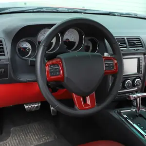 Steering Wheel Decor Cover Trim For Dodge Challenger & Charger & Durango & Dart 2009-2014 & Journey 2013+ Decorative Accessories Autos Car Interior Kit