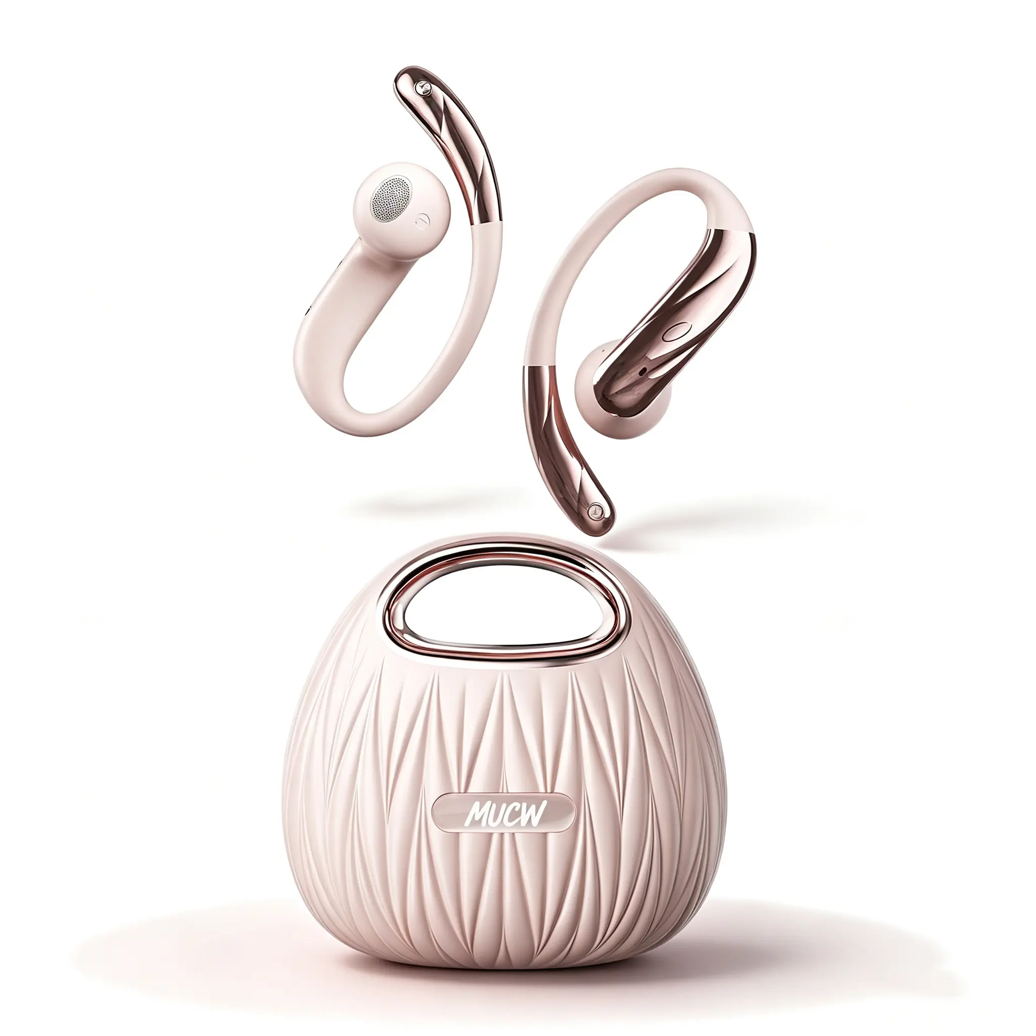 MUCW Muse Open Ear Wireless Earphones, Comfort Open Wearing Headphones All Day No Stuffiness, Secure Non-Slip Fit, Directional Sound Transmission, Noise Reduction for Clear Calls, Long Lasting Portable Battery