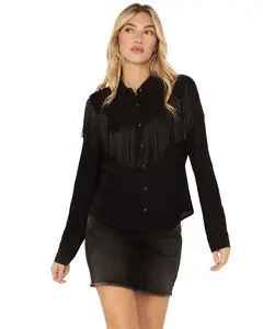 Idyllwind Women's Etta Fringe Long Sleeve Snap Western Shirt - Iwfa24w81-Blk