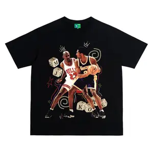 Goat MJ And KB Casual Graphic Print Short Sleeve Crew Neck T-Shirt Menswear Man Vintage Basketball Retro T-shirt tshirt tok white tee soulja boy outfit 67 christian clothing gorlock destroyer blue silverfish clothes