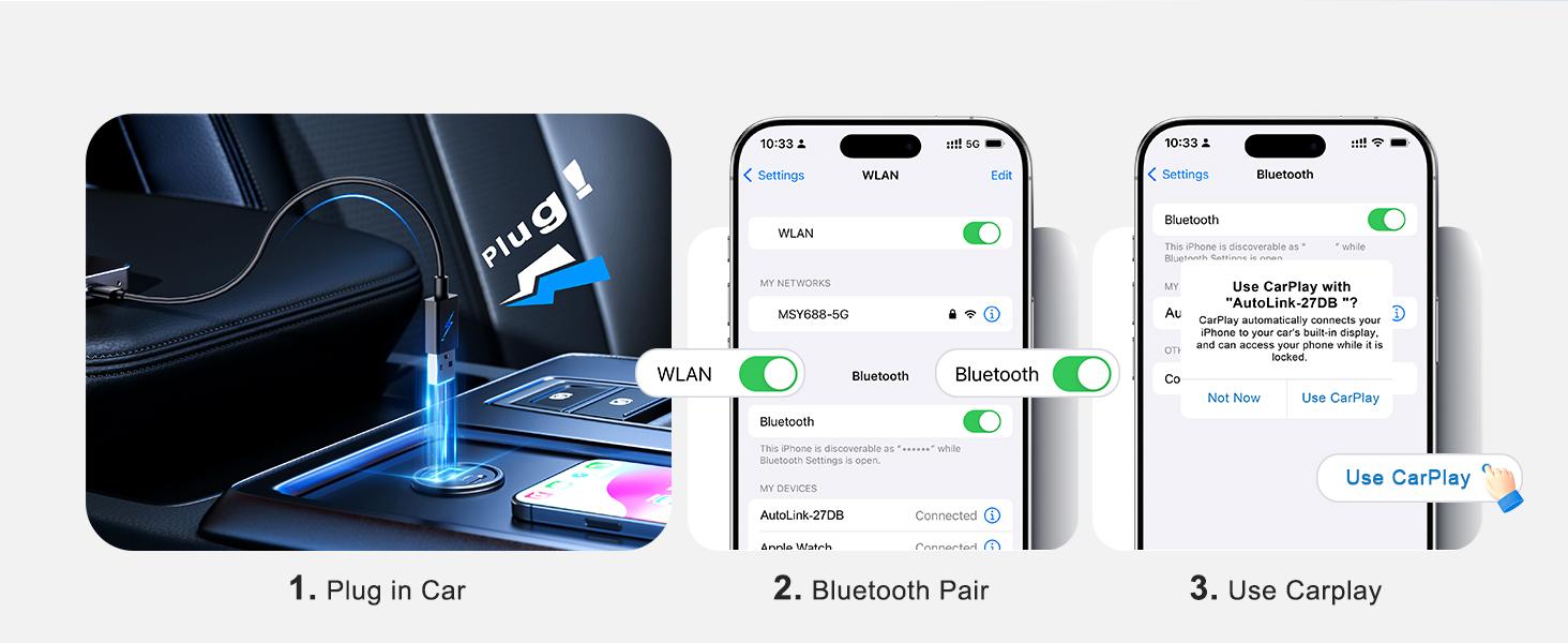 3-in-1 Wireless CarPlay Adapter & Android Auto WirelessAdapter, Plug & Play, Easy Setup, Supports Netflix, YouTube,TF Card, and More for Cars with OEM Wired CarPlay/AndroidAuto