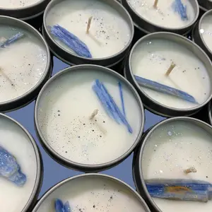 Blue Atlas Crystal Tin Candle