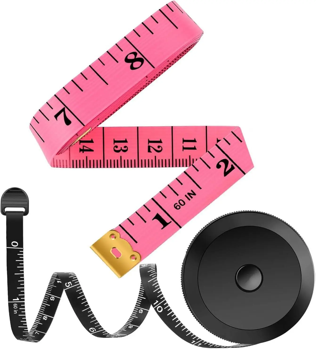 Sewing Products 2-Pack Double-Sided Retractable Tailor Measuring Tape - 60in/150cm Pocket-Size Portable Measuring Instrument, Durable High-Accuracy Tool for Sewing, Clothing Ordering (Soft Pink & Black) for Friends