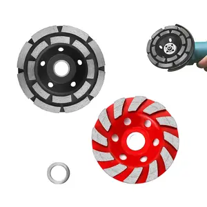 2PACK 4-Inch Heavy Duty 12-Segment Diamond Cup Grinding Wheel for Concrete Angle Grinder Disc for Masonry Polishing Black & Red