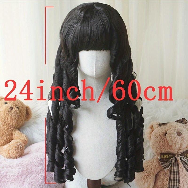 24 Inch Long Roman Curl Wig Princess Wig Bangs Black Blonde Coffee Color Elegant Party Cosplay for Adults