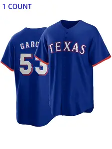 Men's Letter & Number Embroidery Baseball Jersey, Casual Loose V Neck Short Sleeve Baseball Top for Outdoor Sports, Baseball Training Jersey for Men, Jersey Tee