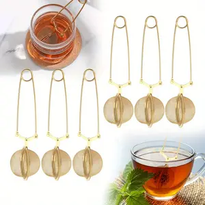 Pack Of 6 Stainless Steel Tea Strainer, Loose Leaf Tea Steeper with Snap Ball Tongs, Compact and Lightweight Infuser for Home and Office