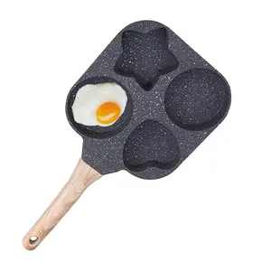 7.5 Inch Granite Egg Frying Pan – 4-Cup Nonstick Divided Skillet for Breakfast, Multi-Section Cooking Pan with Anti-Scald Handle, Perfect for Eggs, Pancakes, Bacon, Omelets, Sausages & Meal Prep