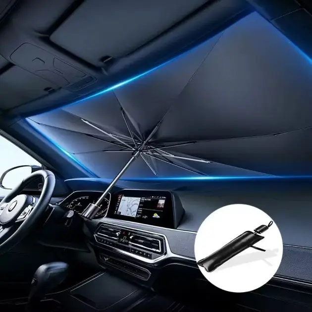 Folding Anti-UV Windscreen Shade Umbrella, Heat Protectant Car Front Window Accessory for Sedans, Multipurpose Automotive Exterior Item (1PCS)