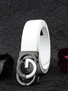 Men's Fashion Belt, Multi-Color Automatic Buckle, Letter Element, Casual Style, All Seasons, Office Daily Wear Accessory
