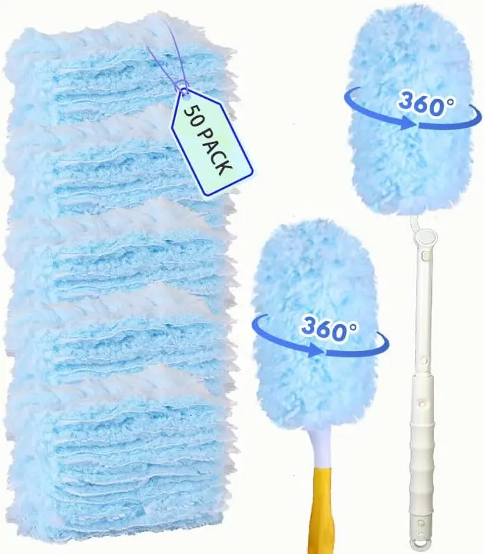 50 Count Duster Refills 360 Heavy Duty Duster Refills Compatible with Swiffer, Multisurface Heavy Duty Duster Replacements with 1 Short Handle and 1 Extenda Handle
