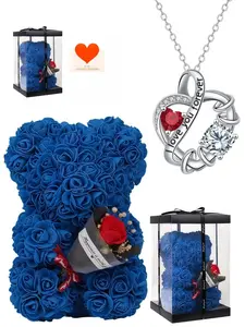 Eternal Burning Heart Original high-end heart-shaped "I Love You" gem necklace with luxury premium design.Paired with a preserved rose & teddy bear gift box.Perfect mysterious gift for festivals, birthdays, Valentine's Day, Mother's Day and Christmas.