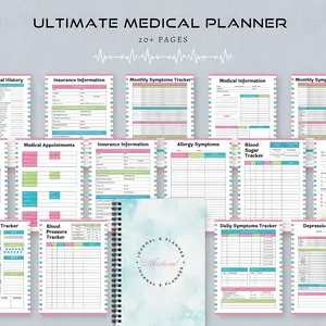 Medical Planner Workbook with Medication Tracker, Health Binder, Blood Pressure Log, Appointment Calendar, Symptom Tracker