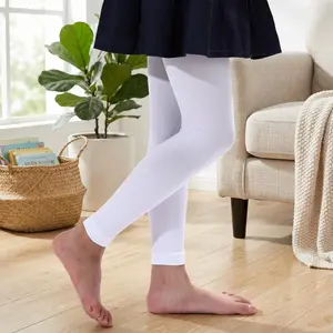 Girl's Ultra Soft Microfiber Footless Tights - Seamless Leggings, Stretchy Breathable Lightweight Ballet Dance Yoga Pants for Kids, Ideal for Dance Class & Gymnastics Practice