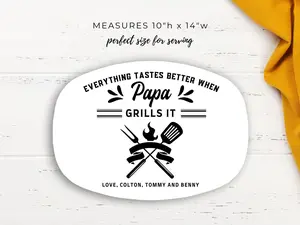 Personalized Papa Grilling Platter – Custom BBQ Serving Tray Gift for Dad, Grandpa & Father’s Day Kitchen Decor
