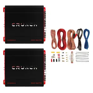 Crunch 4 Channel 1000W A/B Class Stereo Amplifier (2 Pack) & Wiring Kit Crunch 4 Channel 1000W A/B Class Stereo Amplifier (2 Pack) & Wiring Kit