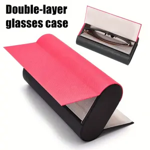 1pc Double-Layer Glasses Case Large Capacity Pressure-Resistant Fashionable Glasses Storage Bag Can Hold 2 Pairs of Glasses Travel Glasses Case Multifunctional Glasses Storage Box Glasses Holder