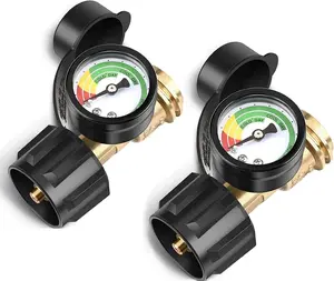 2 Pack  Tank Gauge, Gas Grill Gauge for 5-40lbs  Tank, 3 Temperatures Scale, Color-Coded  Tank Gauge Level ,for Grill, Heater, Fryer, Camper