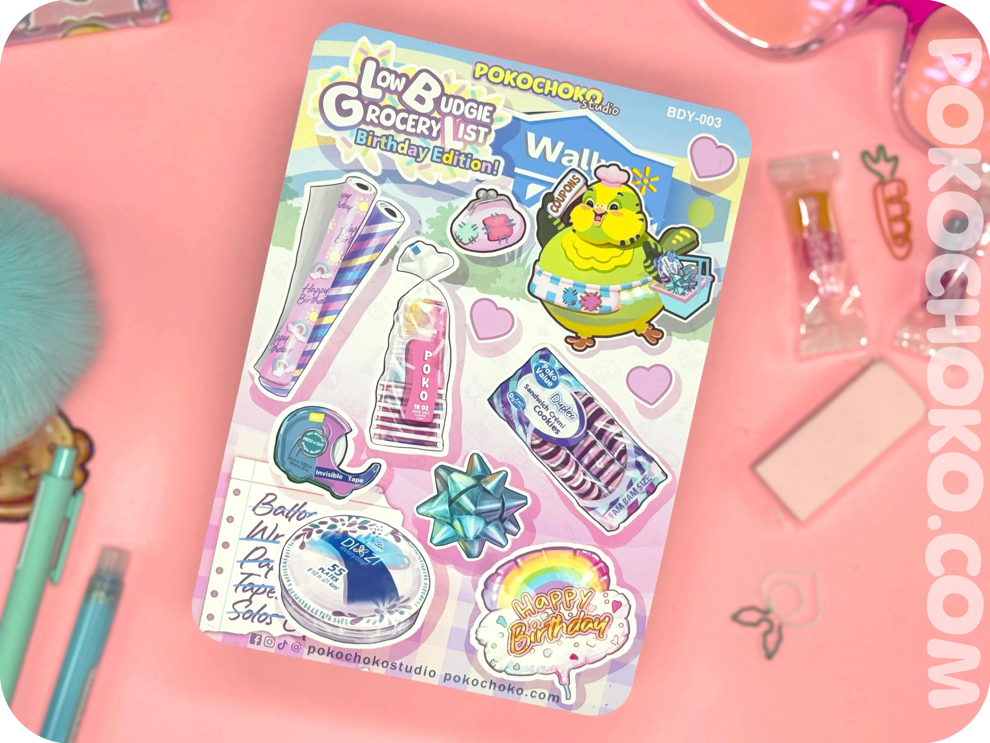 Cute Budgie Bird Food Stickers Part 2