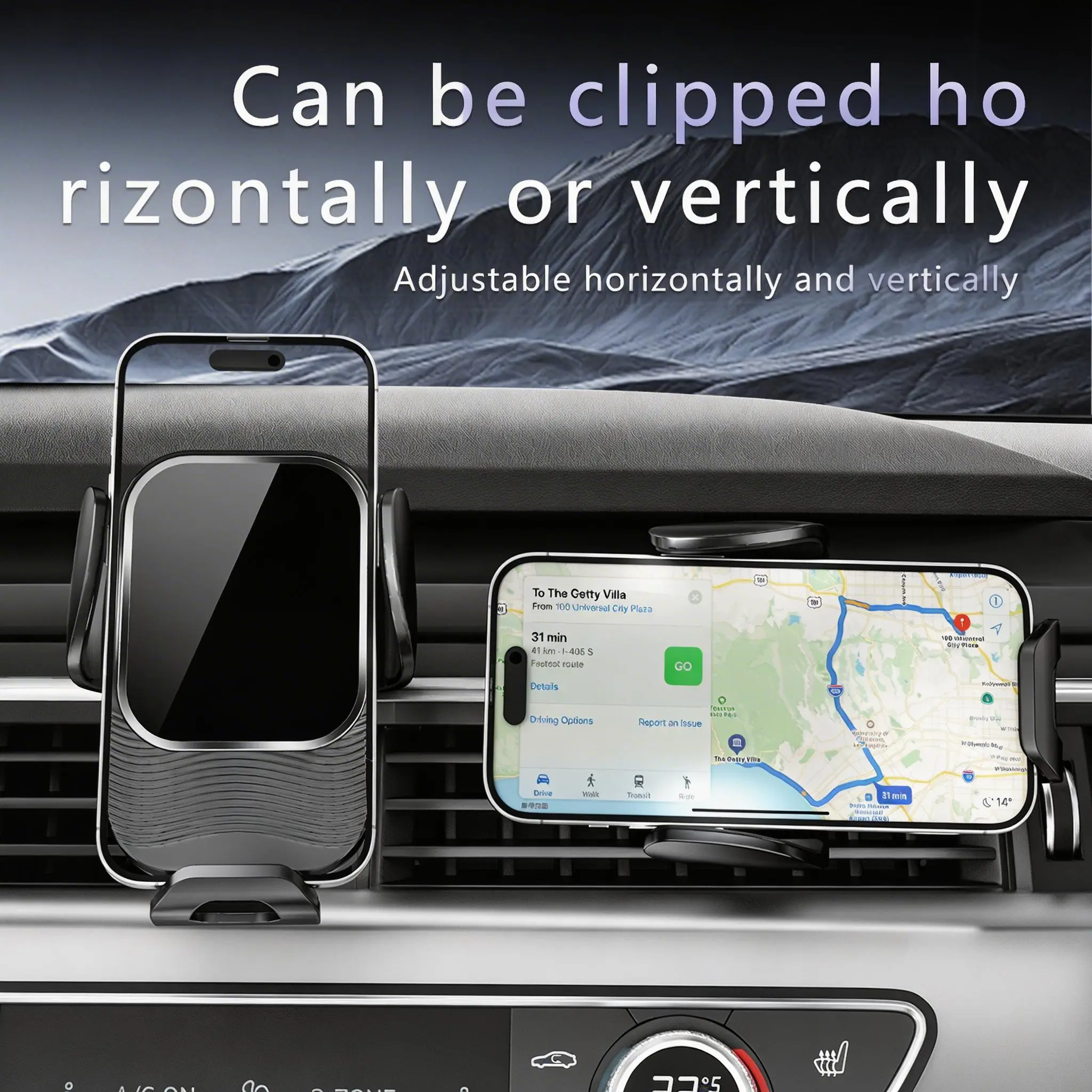 360° Rotatable Air Vent Gravity Car Phone Holder with Stable Hook Mount, Universal Adjustable Hands-Free Stand Rotating Dashboard Clip phone holder for car