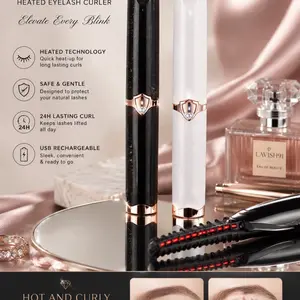 Heated Eyelash Curler, Electric Quick-Heating Lash Curler for Long-Lasting Curl, Portable Battery-Operated Eyelash Styling Tool for Women