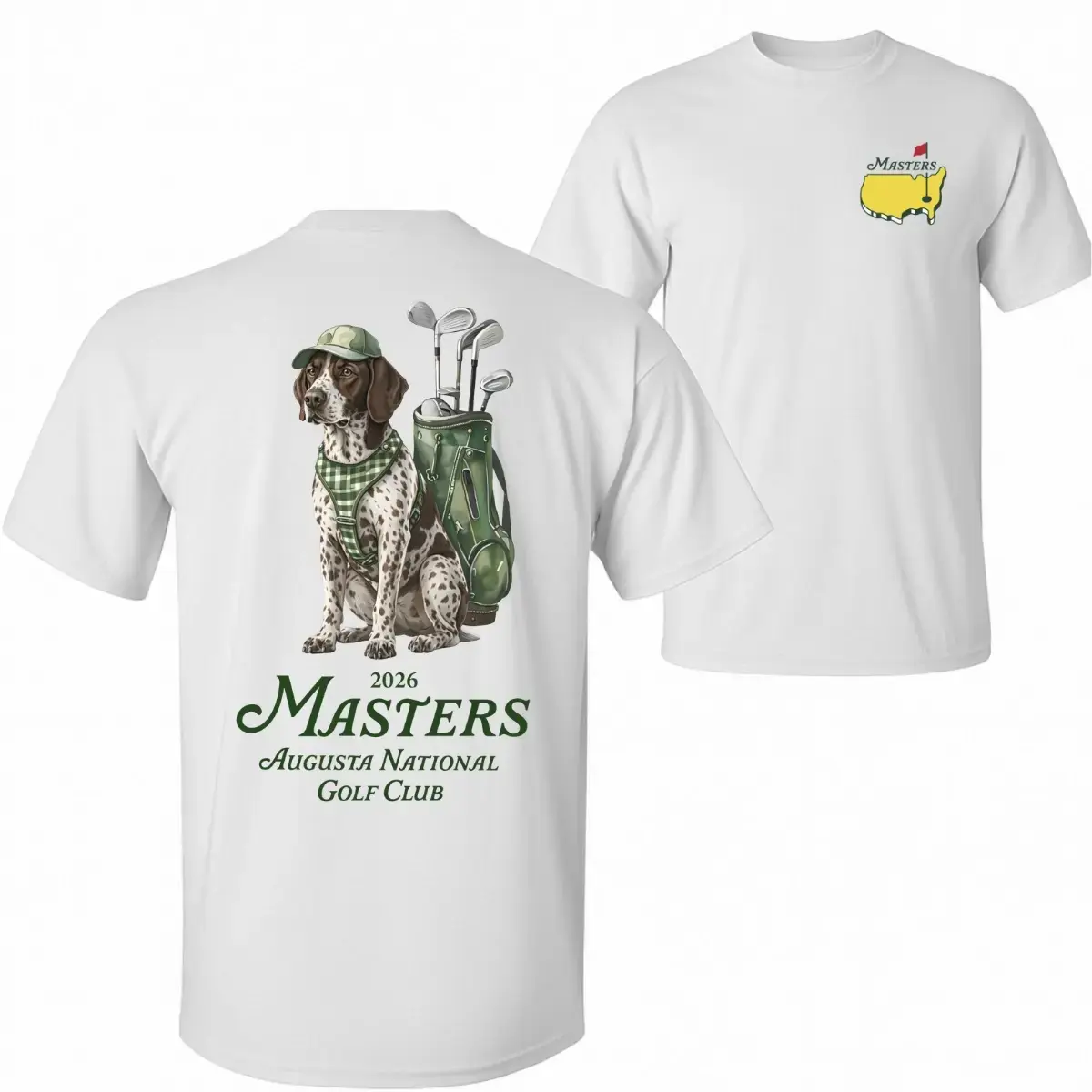 Goft Dog Shirt,  Retro German Shorthaired Pointer, GSP Unisex T-shirt, Fun Gif Cute Dog Golf Lover Gift, Golfer Fan, Master Golf, Augusta National Golf Club