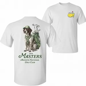 Goft Dog Shirt, 2026 Retro German Shorthaired Pointer, GSP Unisex T-shirt, Funny Gif Cute Dog Golf Lover Gift, Golfer Fan, Master Golf, Augusta National Golf Club