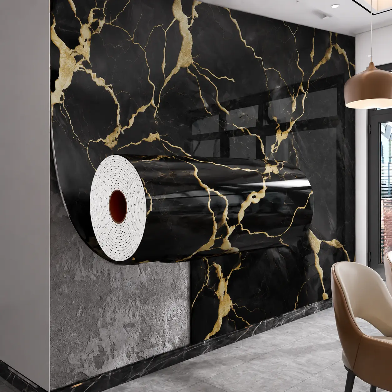 Thickened Self-Adhesive Marble Wallpaper - Waterproof Removable Marble Texture Panel, Luxurious Marble Appearance, Easy DIY Installation, Suitable for Kitchen, Bathroom, Living Room Walls and Floors. Winter Decal