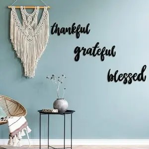 3pc, Gorgeous "Thankful""Grateful""Blessed" Wall Sign Set, Stunning Iron Crafts for Thanksgiving, an Eye-catching Hanging Wall Art and Wall Decoration, Wall Sculptures.