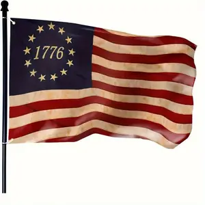 Vintage 1776 Betsy Ross American flag design, a historic patriotic home décor, featuring 13 star stripes, durable polyester material, vibrant colors, suitable for both indoor and outdoor use, and a great choice for celebrations and collections.
