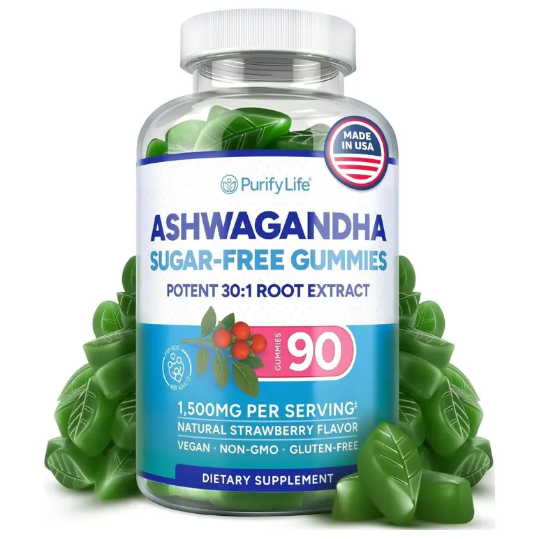 Sugar-Free Ashwagandha Gummies 90ct | 30:1 Ashwagandha Extract Supplement, Vegan, Natural Strawberry Flavor, Made in USA, for Women & Men