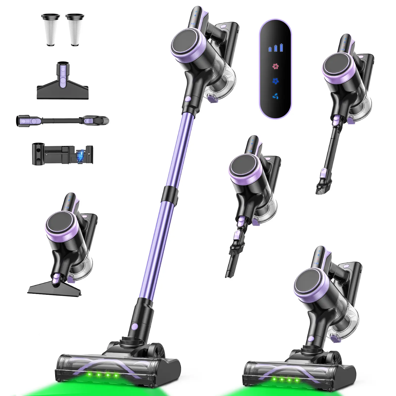 Vacuum Cleaner Powerful Suction Self-Standing Wall-Mounted Charging Portable Lightweight Cordless with 45Mins Runtime Rechargeable Battery Quick Charge for Home Car Carpet Stairs Pet Hair Cleaning