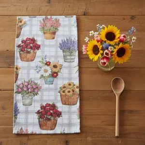 Flower Market Floral Pots Terry Towel