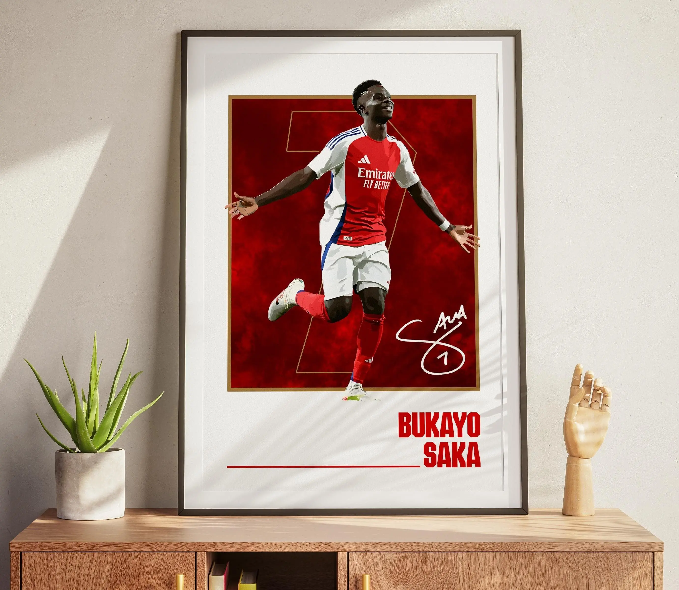 [Unframe] Bukayo Saka North London Football Poster, Modern Soccer Wall Art, Athlete Sports Decor, Gift for Football Fans