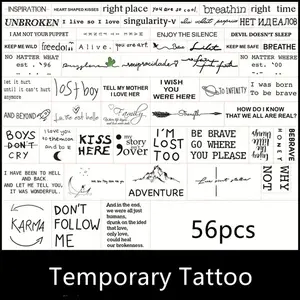 56 One Waterproof English Letter Tattoo Sticker, Suitable for Both Men and Women-Simple and Painless Way to Show Your Style