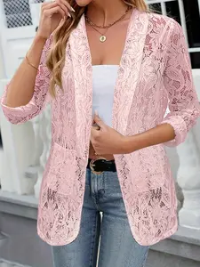 【US Shipping】Fashionable and casual lace cardigan suit jacket