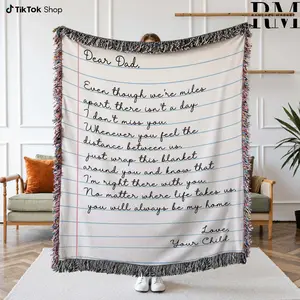 Long Distance Love Letter Blanket, Personalized Fathers Day Gift from Daughter, Dad Birthday Gift, Long Distance Relationship Gift for Dad