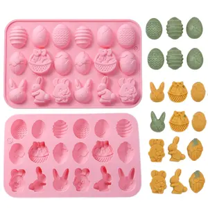 2Pcs Easter bunny silicone molds, egg molds, bunny egg ,Easter Basket, chocolate ,cake, jelly and mousse mold, ,ice cube, for baker,for party,Easter Treats, Silicone Baking Mold
