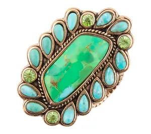 Barse Artisan Crafted Turquoise Golden Statement Ring