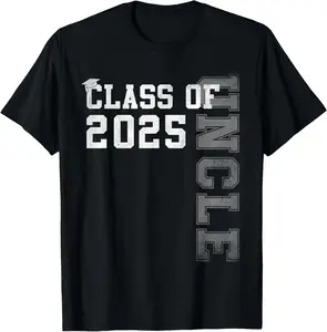100% Cotton Uncle Senior 2025 Proud Uncle Of A Class Of 2025 Graduation T-Shirt