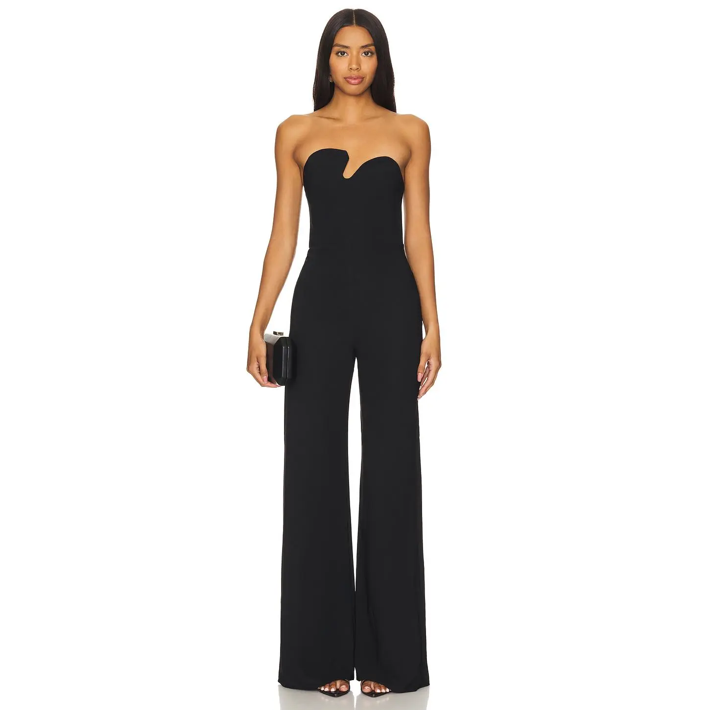 Amanda Uprichard Strapless Puzzle Jumpsuit in Black
