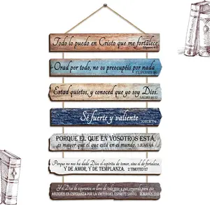 Handcrafted Rustic Spanish Christian Wooden Bible Verse Wall Art - Earthy Brown Hanging Sign, Home Decor for Living Room, Kitchen Room Accessories